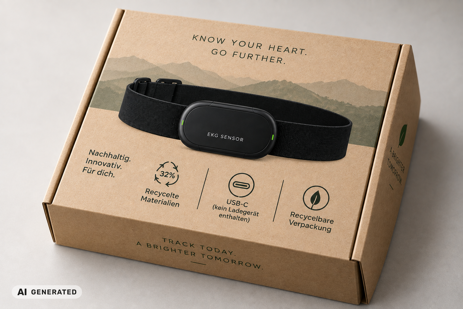 Verpackung EKG-Brustgurt-Sensor. AI Generated.